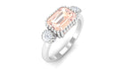 Bezel Morganite East West Engagement Ring with Diamond Morganite - ( AAA ) - Quality - Rosec Jewels