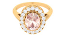 Vintage Morganite Crown Engagement Ring with Halo Moissanite Morganite - ( AAA ) - Quality - Rosec Jewels