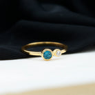 Moi et Toi London Blue Topaz and Moissanite Two Stone Minimal Ring London Blue Topaz - ( AAA ) - Quality - Rosec Jewels