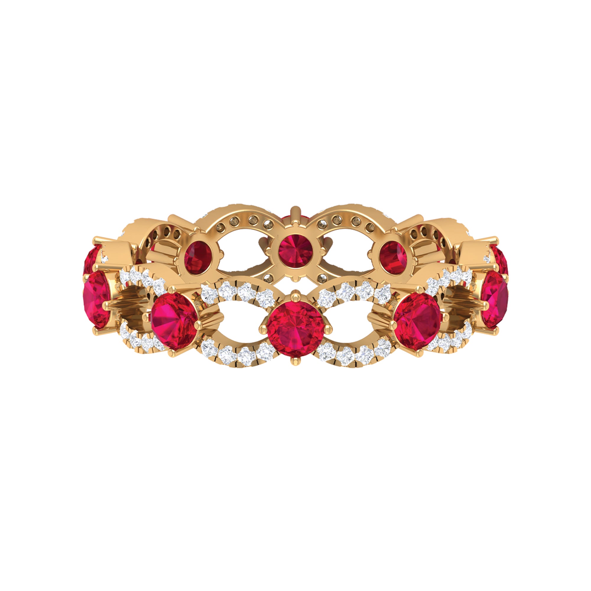 1.75 CT Lab Created Ruby Full Eternity Ring with Diamond Lab Created Ruby - ( AAAA ) - Quality - Rosec Jewels