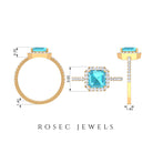 Cushion Cut Swiss Blue Topaz Engagement Ring with Diamond Halo Swiss Blue Topaz - ( AAA ) - Quality - Rosec Jewels