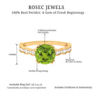 Double Prong Set Peridot Solitaire Ring with Diamond Side Stones Peridot - ( AAA ) - Quality - Rosec Jewels