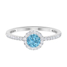 Minimal Blue Aquamarine Ring with Diamond Accent Aquamarine - ( AAA ) - Quality - Rosec Jewels