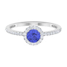 1 CT Tanzanite Solitaire Ring with Diamond Halo Tanzanite - ( AAA ) - Quality - Rosec Jewels