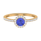 1 CT Tanzanite Solitaire Ring with Diamond Halo Tanzanite - ( AAA ) - Quality - Rosec Jewels