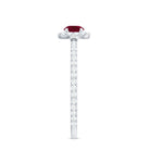 Minimal Ruby Engagement Ring with Diamond Halo Ruby - ( AAA ) - Quality - Rosec Jewels