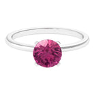 Round Pink Tourmaline Solitaire Ring in Peg Head Setting Pink Tourmaline - ( AAA ) - Quality - Rosec Jewels