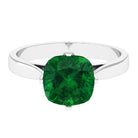 Cushion Cut Lab Grown Emerald Solitaire Engagement Ring Lab Created Emerald - ( AAAA ) - Quality - Rosec Jewels