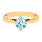 Teardrop Solitaire Ring with Aquamarine Aquamarine - ( AAA ) - Quality - Rosec Jewels