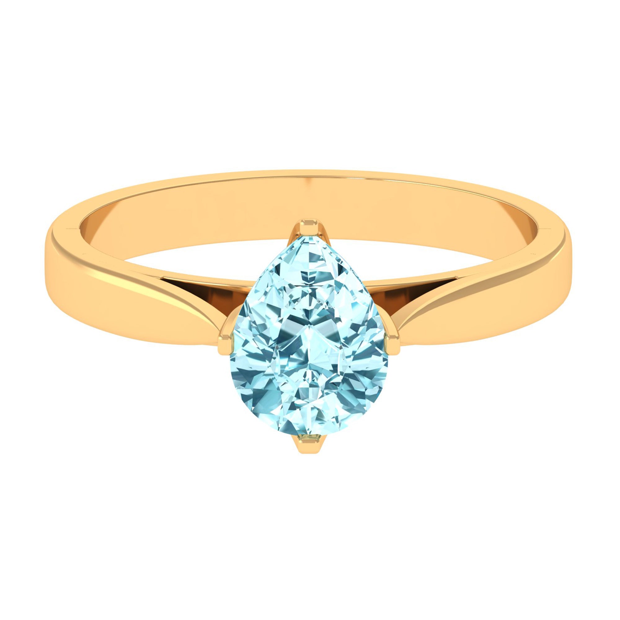 Teardrop Solitaire Ring with Aquamarine Aquamarine - ( AAA ) - Quality - Rosec Jewels