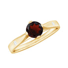 5 MM Natural Round Garnet Solitaire Promise Ring Garnet - ( AAA ) - Quality - Rosec Jewels