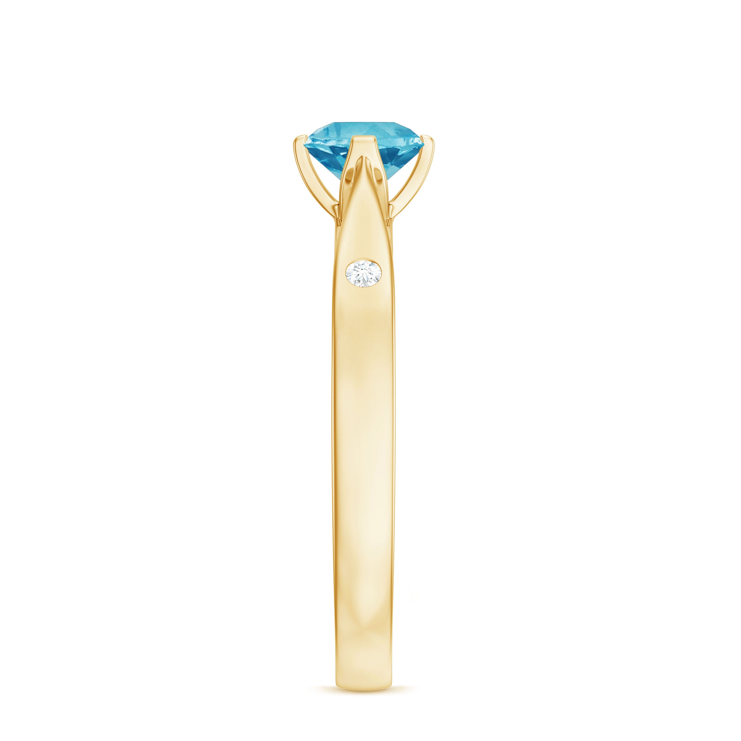 1/2 CT Solitaire Ring with Swiss Blue Topaz and Diamond for Her Swiss Blue Topaz - ( AAA ) - Quality - Rosec Jewels