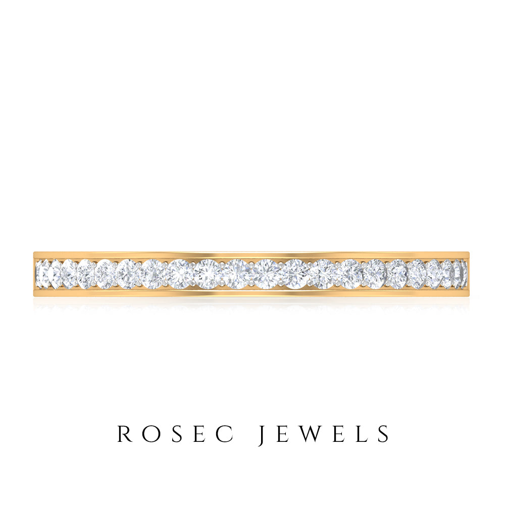 Diamond Stackable Half Eternity Ring Diamond - ( HI-SI ) - Color and Clarity - Rosec Jewels