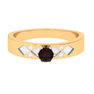 Natural Round Garnet Solitaire Band Ring Garnet - ( AAA ) - Quality - Rosec Jewels