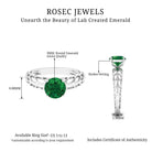 8 MM Round Created Emerald Solitaire Engagement Ring with Gold Filigree Details Lab Created Emerald - ( AAAA ) - Quality - Rosec Jewels