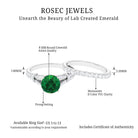 Split Shank Created Emerald Solitaire Wedding Ring Set with Moissanite Lab Created Emerald - ( AAAA ) - Quality - Rosec Jewels