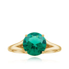 Solitaire Promise Ring with 2 CT Lab Created Emerald and Diamond Lab Created Emerald - ( AAAA ) - Quality - Rosec Jewels