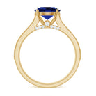 Rosec Jewels-2.50 CT Created Blue Sapphire Solitaire Engagement Ring with Diamond and Milgrain Detailing