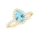 1.5 CT Sky Blue Topaz Teardrop Engagement Ring with Diamond Halo Sky Blue Topaz - ( AAA ) - Quality - Rosec Jewels