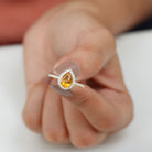 1.5 CT Citrine Teardrop Ring with Diamond Halo Citrine - ( AAA ) - Quality - Rosec Jewels