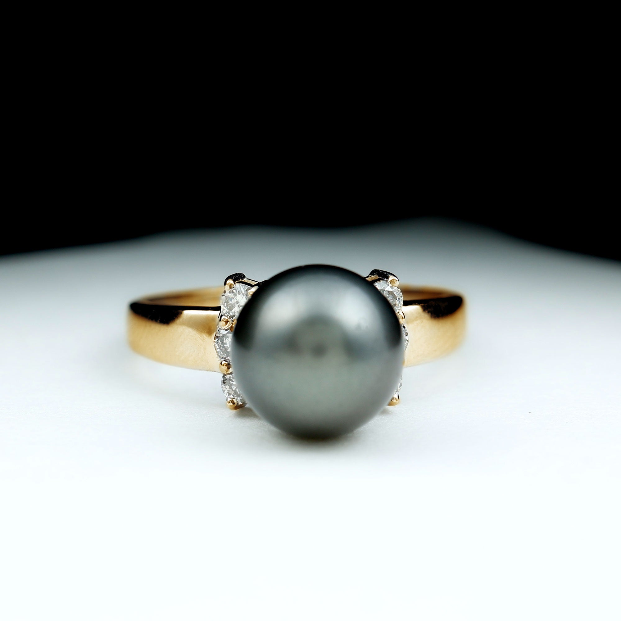 8 CT Real Tahitian Pearl Solitaire Ring with Diamond Tahitian pearl - ( AAA ) - Quality - Rosec Jewels