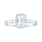 Octagon Cut Moissanite Solitaire Engagement Ring in Beaded Bezel Setting Moissanite - ( D-VS1 ) - Color and Clarity - Rosec Jewels