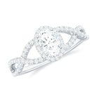 Oval Cut Moissanite Crossover Engagement Ring in Gold Moissanite - ( D-VS1 ) - Color and Clarity - Rosec Jewels