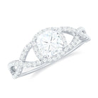 Cushion Cut Moissanite Crossover Engagement Ring in Gold Moissanite - ( D-VS1 ) - Color and Clarity - Rosec Jewels