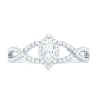 Marquise Cut Moissanite Crossover Engagement Ring in Gold Moissanite - ( D-VS1 ) - Color and Clarity - Rosec Jewels