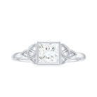 Princess Cut Moissanite Solitaire Celtic Ring in Bezel Setting Moissanite - ( D-VS1 ) - Color and Clarity - Rosec Jewels