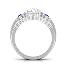 Rosec Jewels-Designer Moissanite Rings Set of 2 with Sapphire