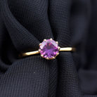 Real Amethyst Solitaire Ring in Lotus Basket Setting Amethyst - ( AAA ) - Quality - Rosec Jewels