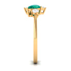 Pear Shape Emerald and Diamond Cluster Promise Ring Emerald - ( AAA ) - Quality - Rosec Jewels