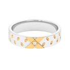 Two Tone Cross Wedding Band with Moissanite Moissanite - ( D-VS1 ) - Color and Clarity - Rosec Jewels