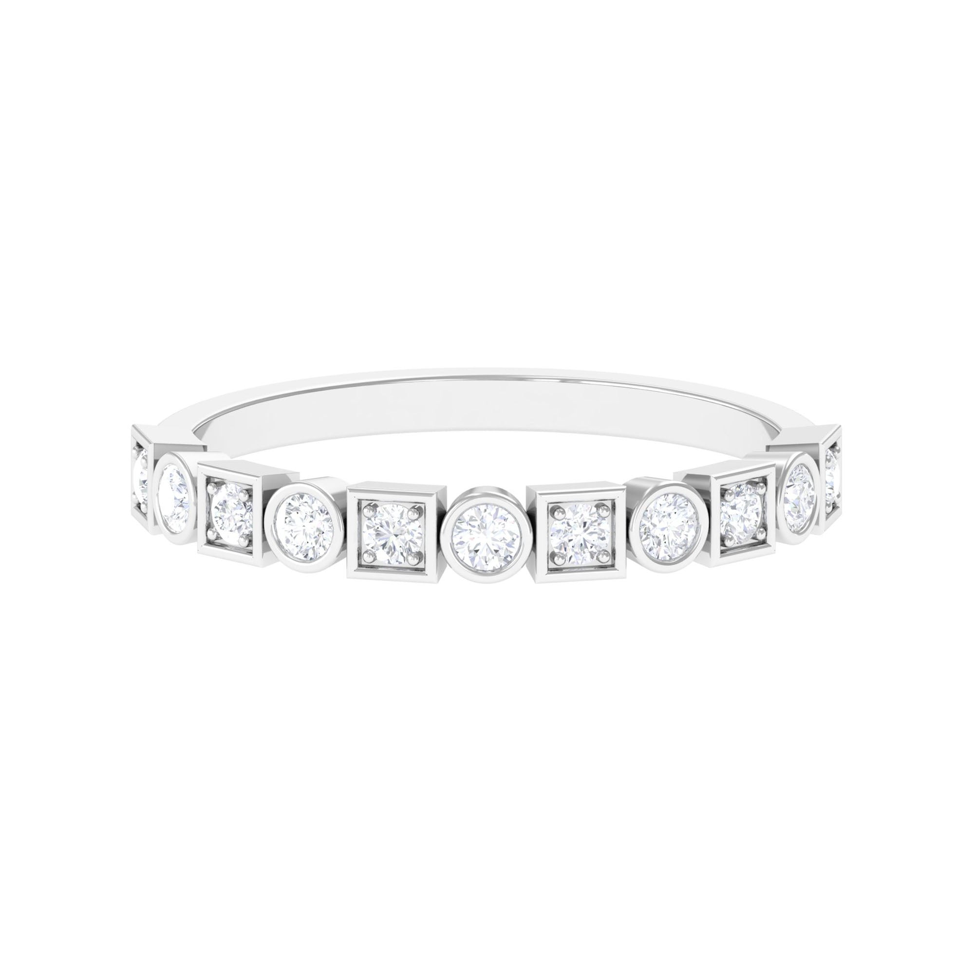 Moissanite Geometric Half Eternity Ring Moissanite - ( D-VS1 ) - Color and Clarity - Rosec Jewels