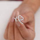 1/2 CT Moissanite Interlock Twin Heart Ring in Gold Moissanite - ( D-VS1 ) - Color and Clarity - Rosec Jewels