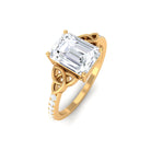 Certified Moissanite Solitaire Ring with Celtic Knot Moissanite - ( D-VS1 ) - Color and Clarity - Rosec Jewels