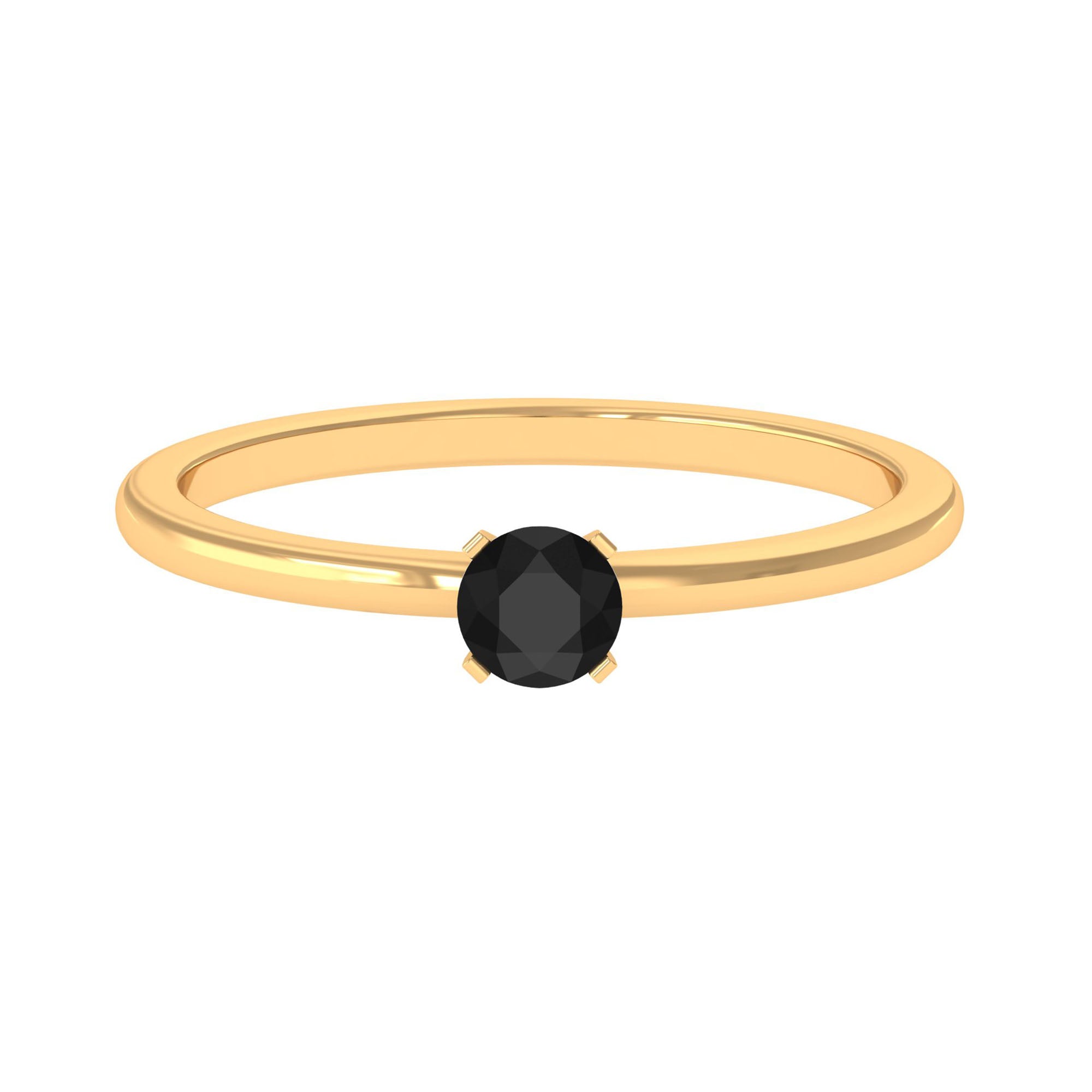 Minimal Black Onyx Solitaire Promise Ring Black Onyx - ( AAA ) - Quality - Rosec Jewels