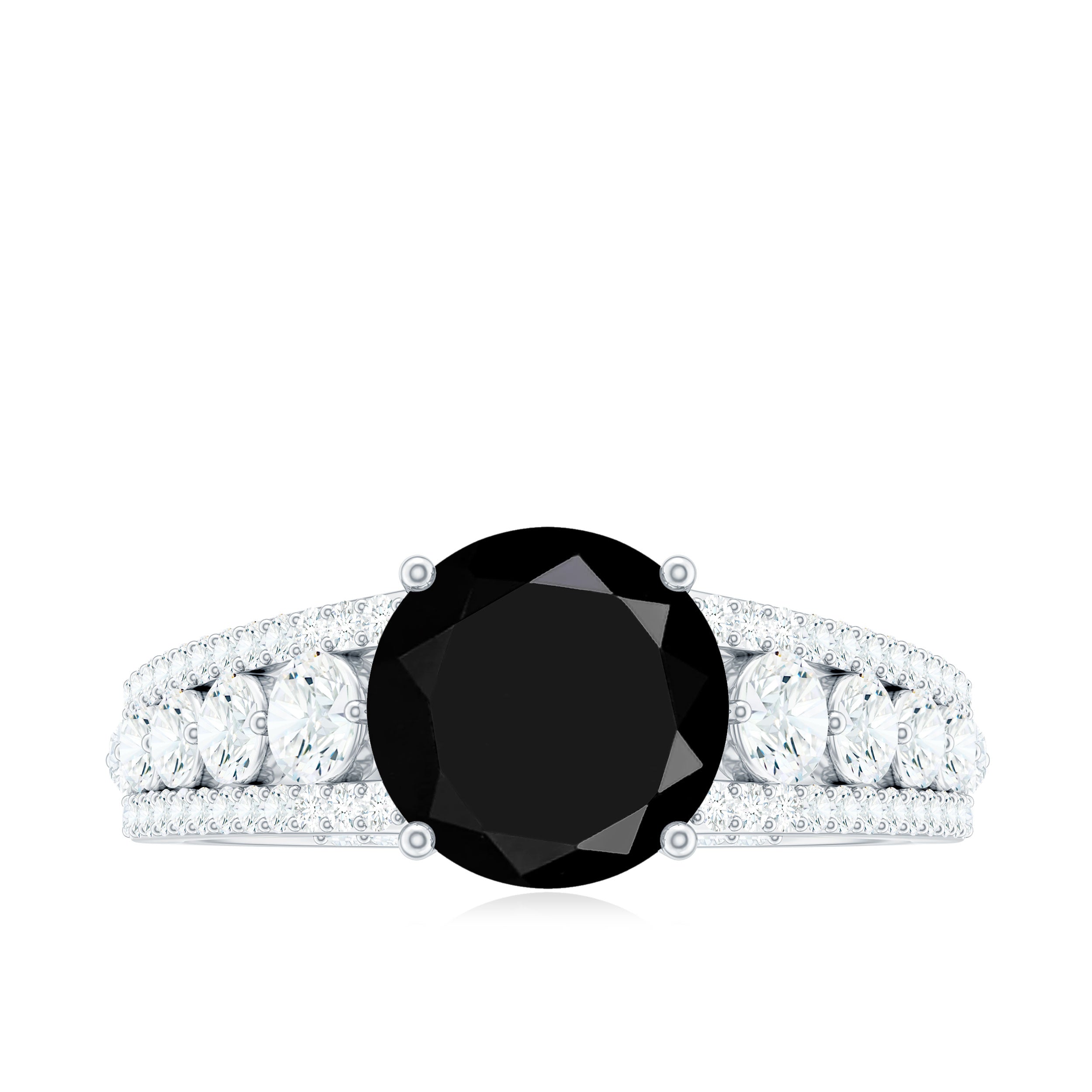 Rosec Jewels-2.75 CT August Birthstone Black Spinel Vintage Engagement Ring with Moissanites