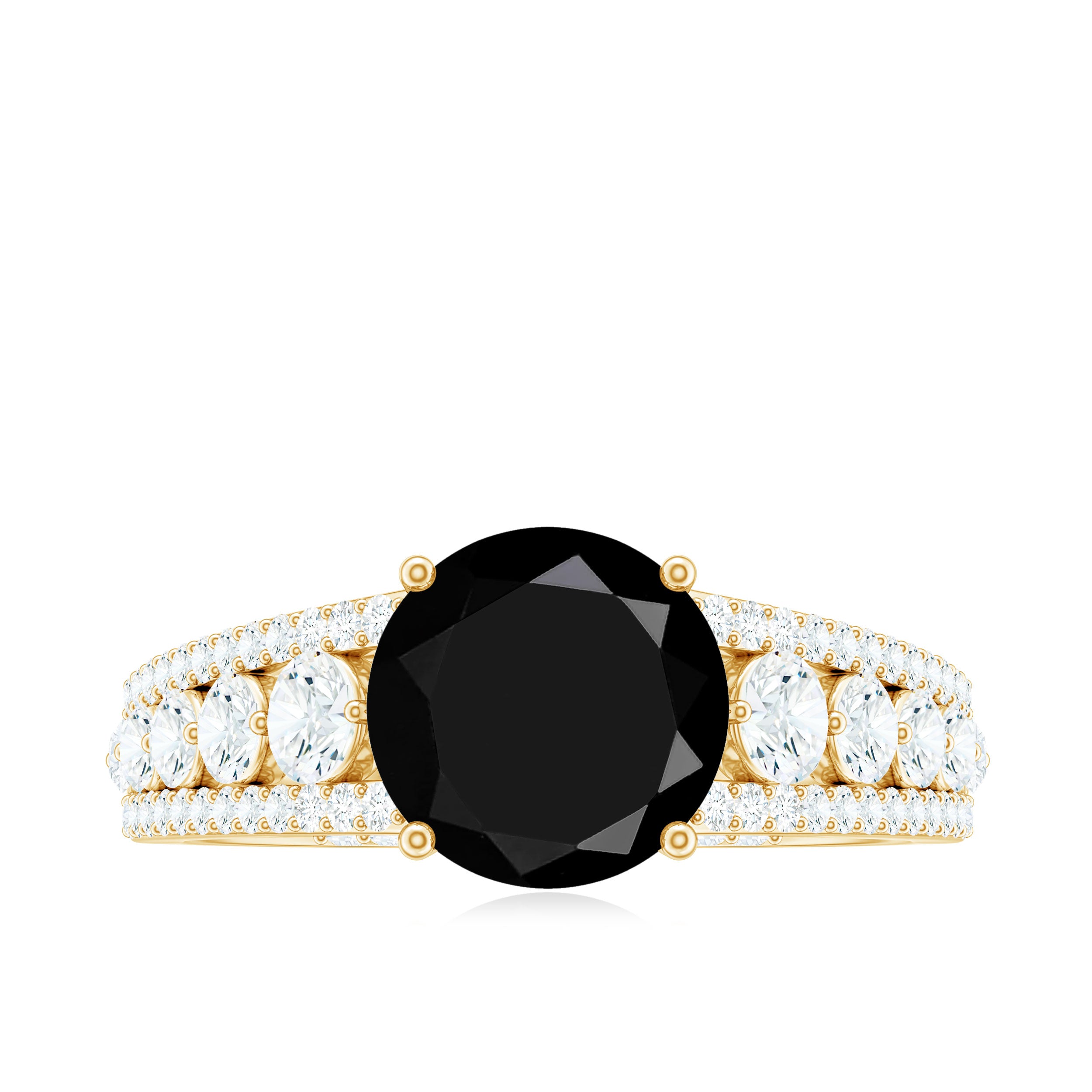 Rosec Jewels-2.75 CT August Birthstone Black Spinel Vintage Engagement Ring with Moissanites