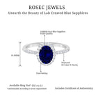 2 CT Oval Cut Lab Created Blue Sapphire Ring with Diamond Halo and Side Stones Lab Created Blue Sapphire - ( AAAA ) - Quality - Rosec Jewels