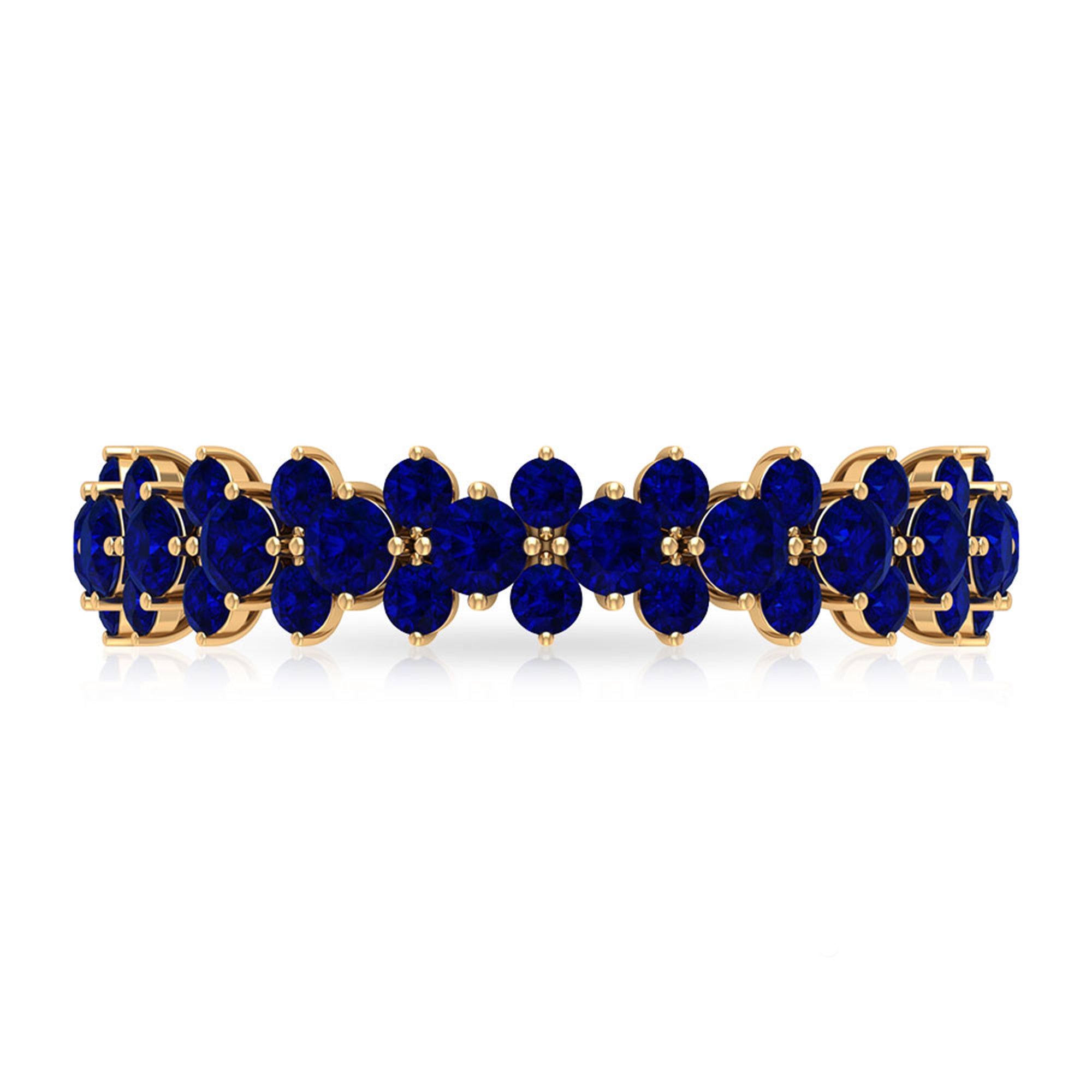 3.75 CT Prong Set Lab-Created Blue Sapphire Full Eternity Band Ring Lab Created Blue Sapphire - ( AAAA ) - Quality - Rosec Jewels