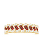 Baguette Created Ruby Braided Eternity Band Ring with Diamond Lab Created Ruby - ( AAAA ) - Quality - Rosec Jewels