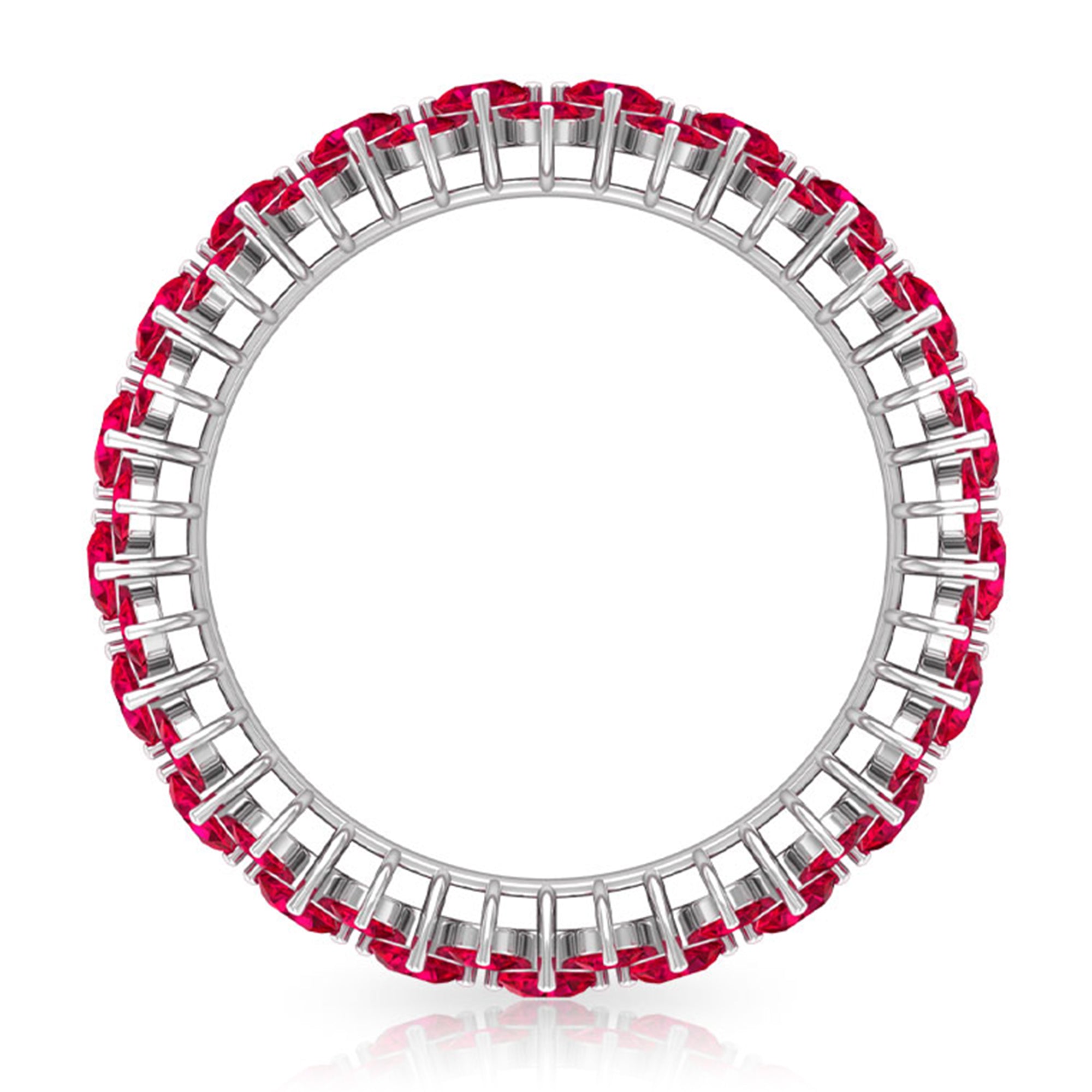 Prong Set Lab-Created Ruby Full Eternity Band Ring Lab Created Ruby - ( AAAA ) - Quality - Rosec Jewels