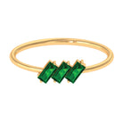 Baguette Cut Lab Grown Emerald Three Stone Promise Ring Lab Created Emerald - ( AAAA ) - Quality - Rosec Jewels