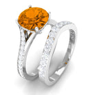 3.50 CT Wedding and Engagement Ring Set with Citrine and Moissanite Citrine - ( AAA ) - Quality - Rosec Jewels