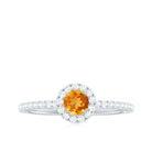 1/2 CT Citrine Solitaire Halo Ring with Diamond Citrine - ( AAA ) - Quality - Rosec Jewels