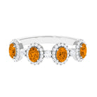 1 CT Oval Cut Citrine Anniversary Ring with Diamond Halo Citrine - ( AAA ) - Quality - Rosec Jewels