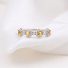 1 CT Oval Cut Citrine Anniversary Ring with Diamond Halo Citrine - ( AAA ) - Quality - Rosec Jewels