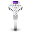 3 CT Amethyst Double Halo Engagement Ring with Moissanite Amethyst - ( AAA ) - Quality - Rosec Jewels